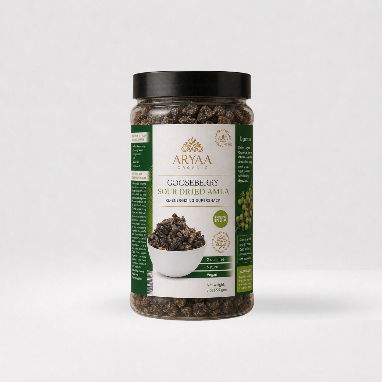 Aryaa Organic Amla -Sour Extra Dried (Indian Gooseberries)