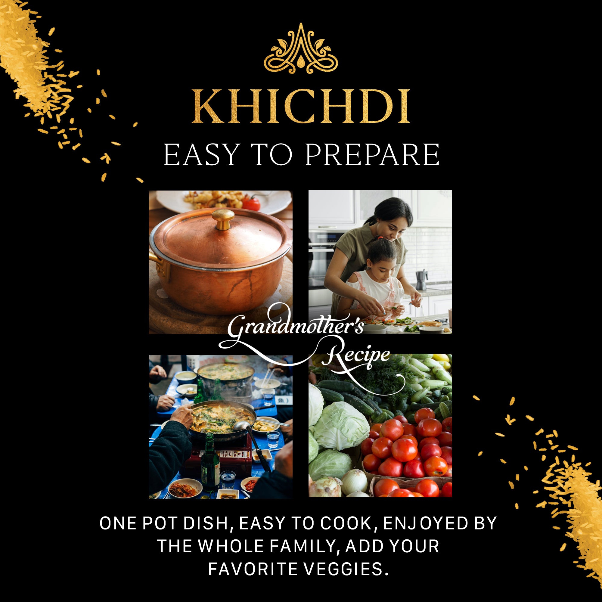 Aryaa Organic Kichdi: Easy to prepare, one pot dish, enjoyed by the whole family, add your favourite veggies