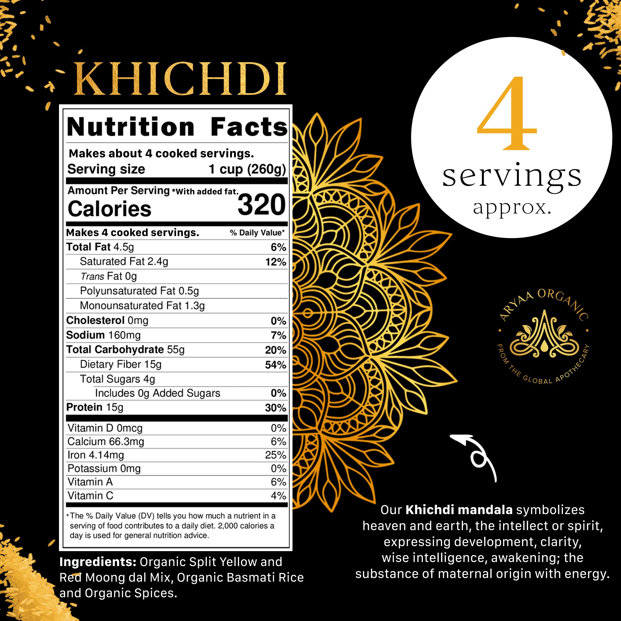 Aryaa Organic Indian Risotto-Khichdi (8 pack)