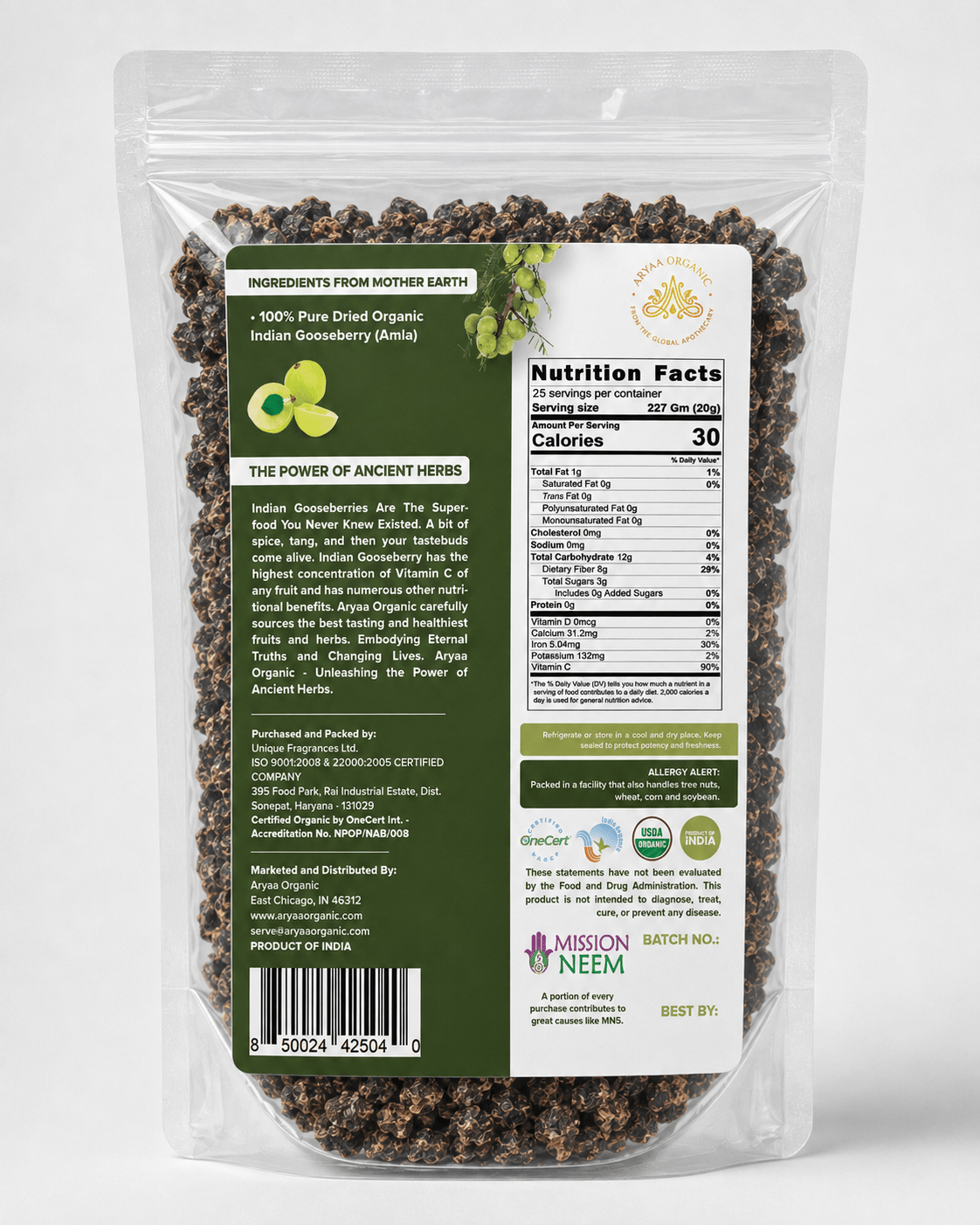 Aryaa Organic Amla Whole -Dried Indian Gooseberries (Organic) - Aryaa Organic
