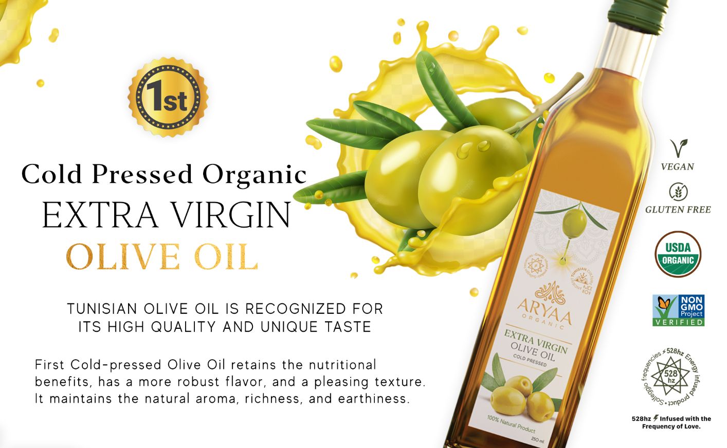 Aryaa Organic First Cold Pressed Olive Oil (Organic) - Aryaa Organic