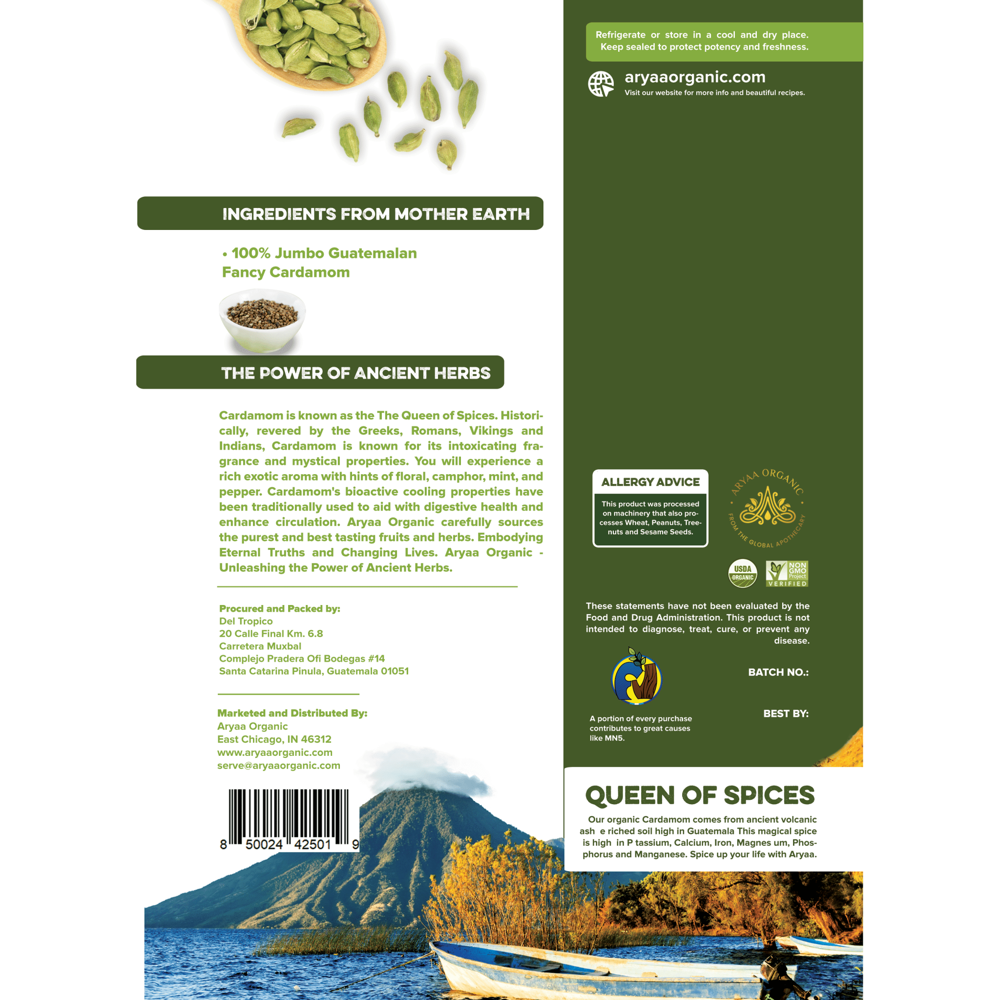 Aryaa Organic Cardamom Seeds from Guatemala - Aryaa Organic