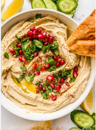 Bold and Spicy Mango-Pomegranate Hummus - Aryaa Organic