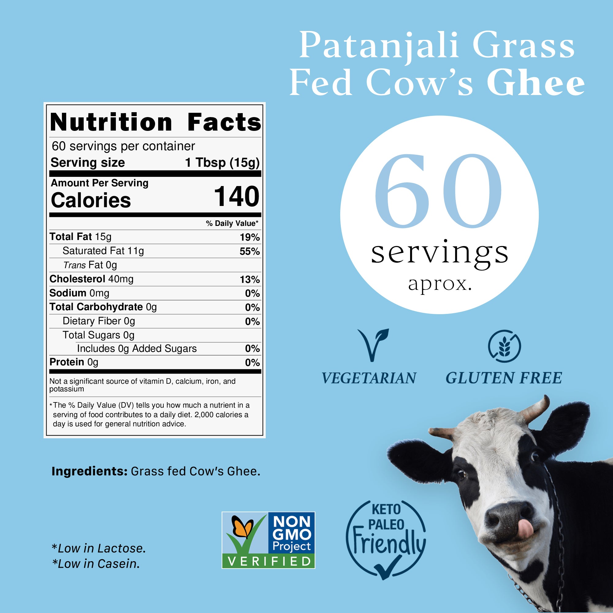 Patanjali Grass Fed Cow's Ghee (Organic) - Aryaa Organic