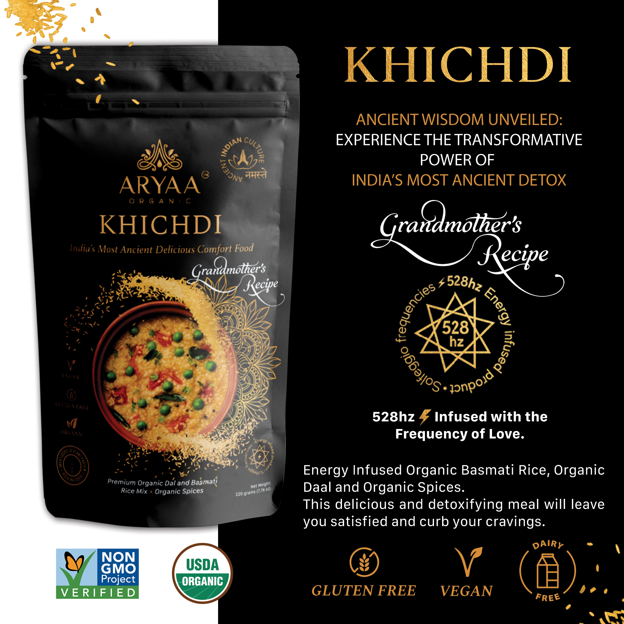 Aryaa Organic Kichdi: Indias Most Ancient Detox - Grandmother's Recipe