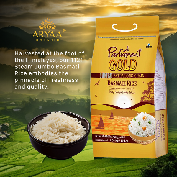 Parliament Gold Jumbo Extra Long Basmati Rice -10 lbs - Aryaa Organic