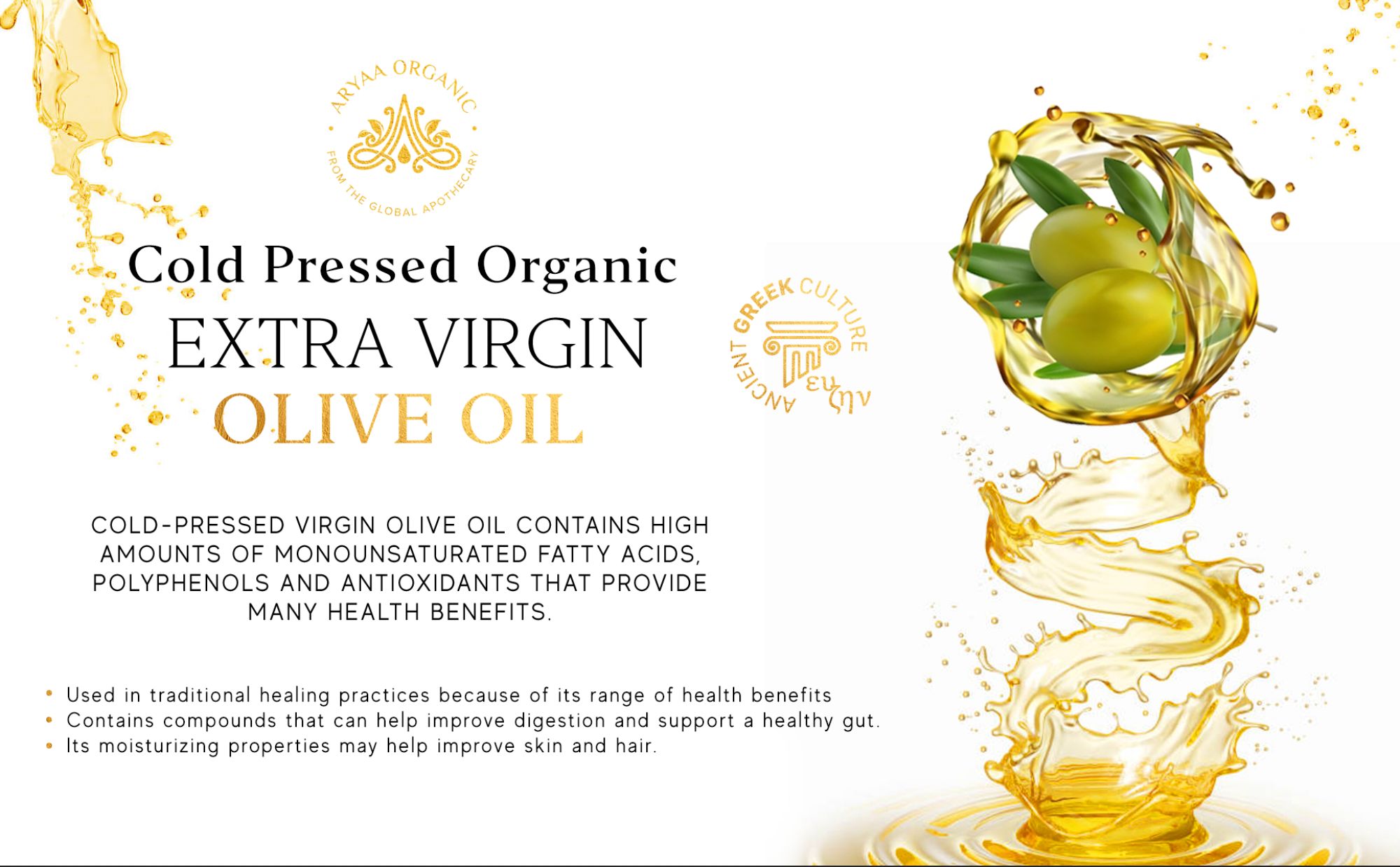 Aryaa Organic First Cold Pressed Olive Oil (Organic) - Aryaa Organic