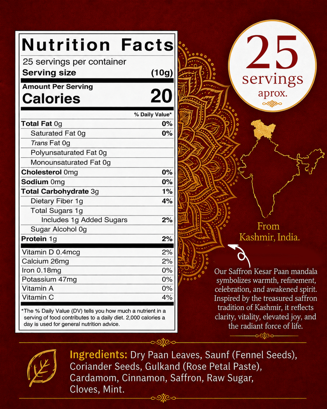 Aryaa Organic Paan - Saffron (Kesar) - Aryaa Organic