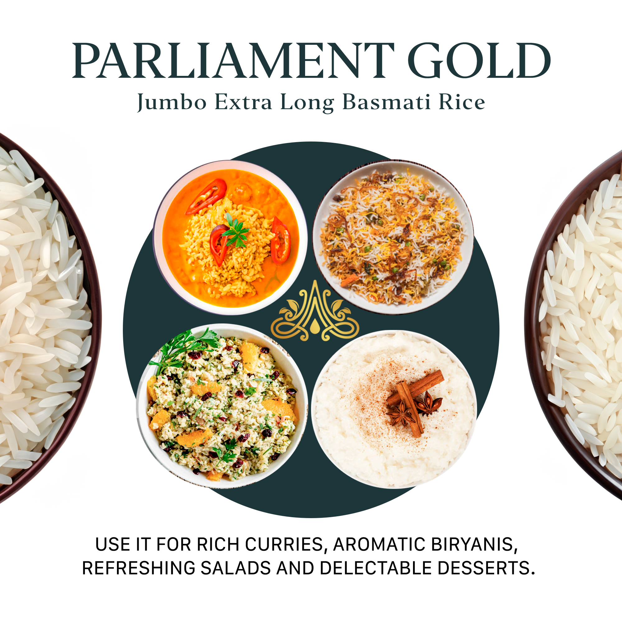 Parliament Gold Jumbo Extra Long Basmati Rice -10 lbs - Aryaa Organic