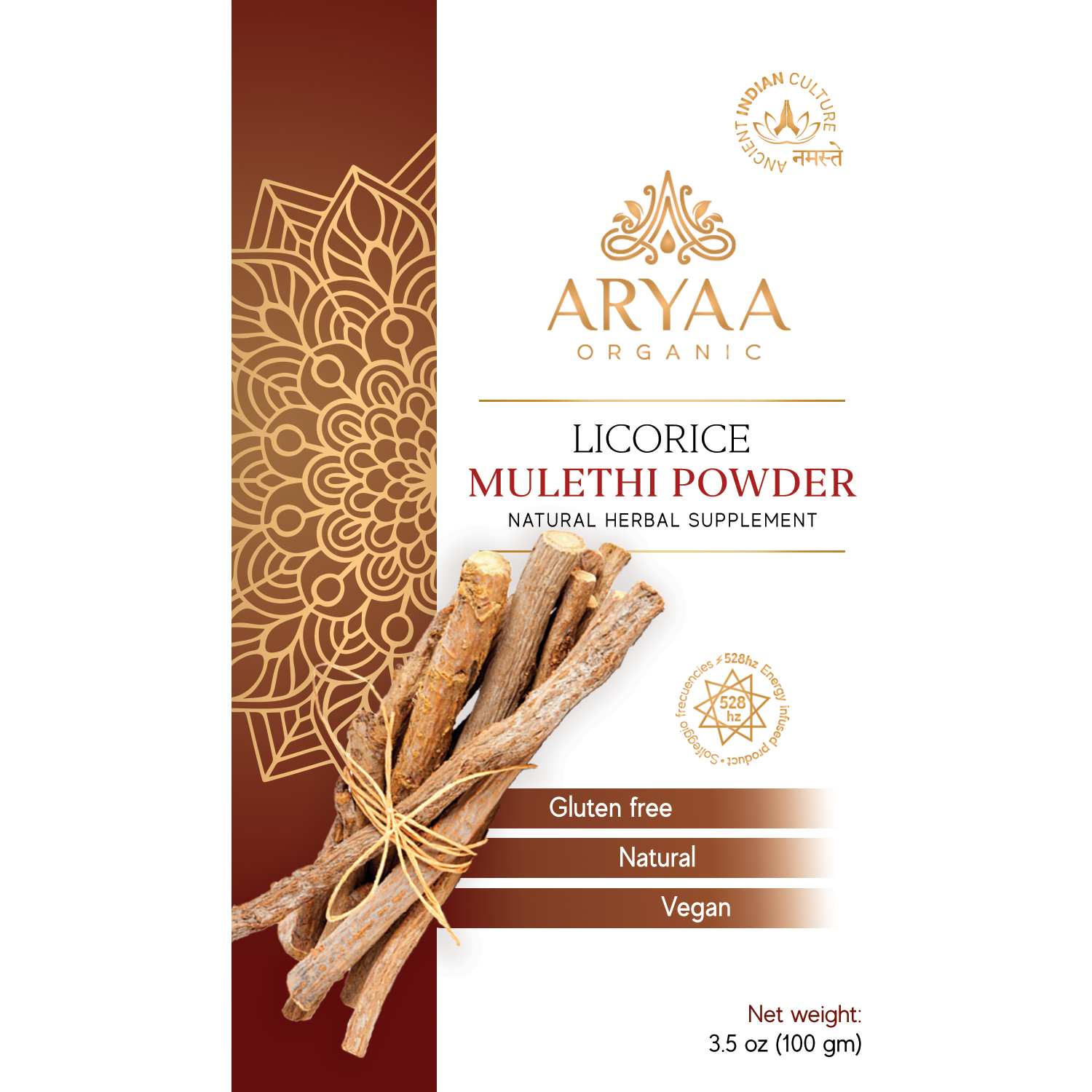 Aryaa Organic Mulethi Powder (Organic Licorice)- Energy Infused