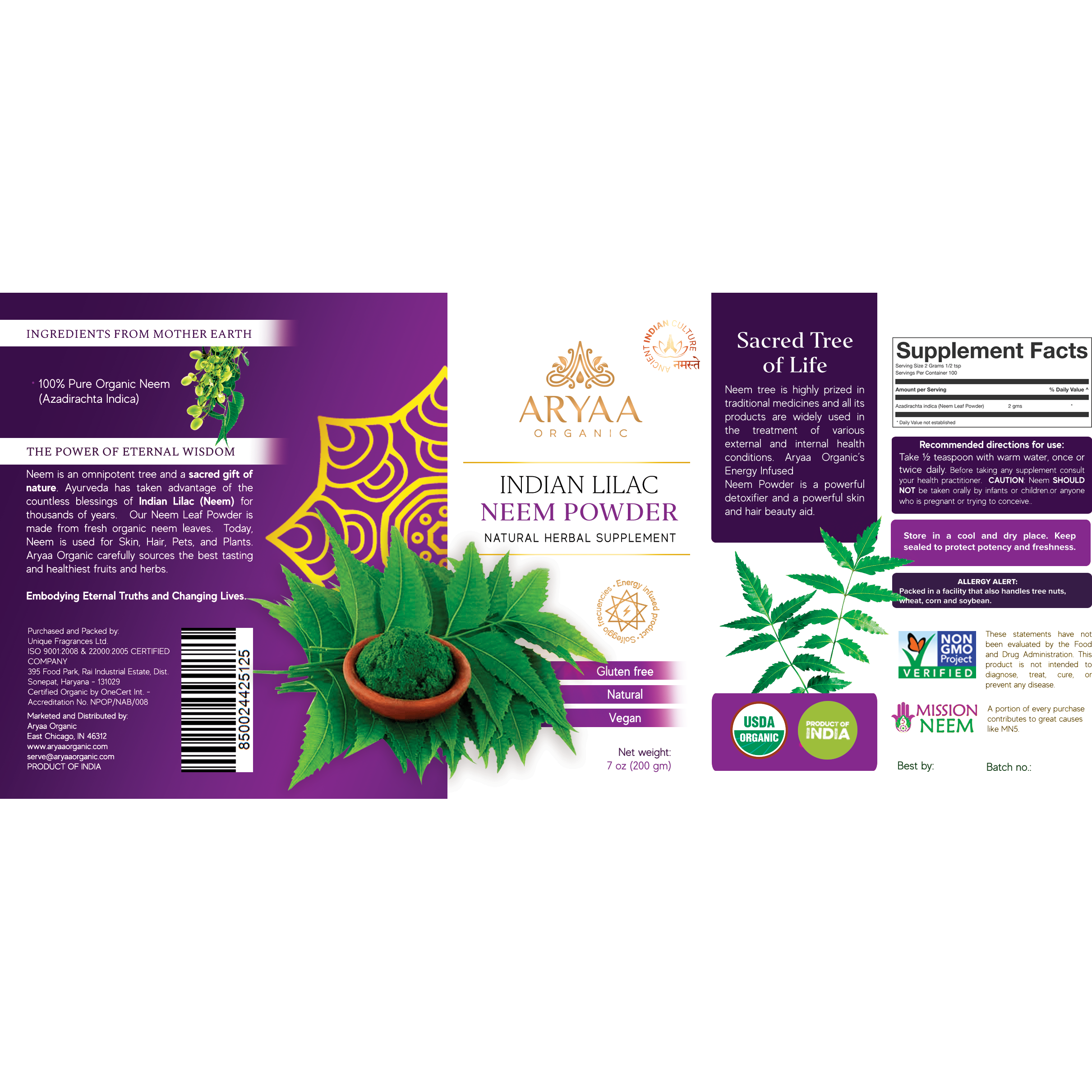 Aryaa Organic Neem  (Indian Lilac) Powder