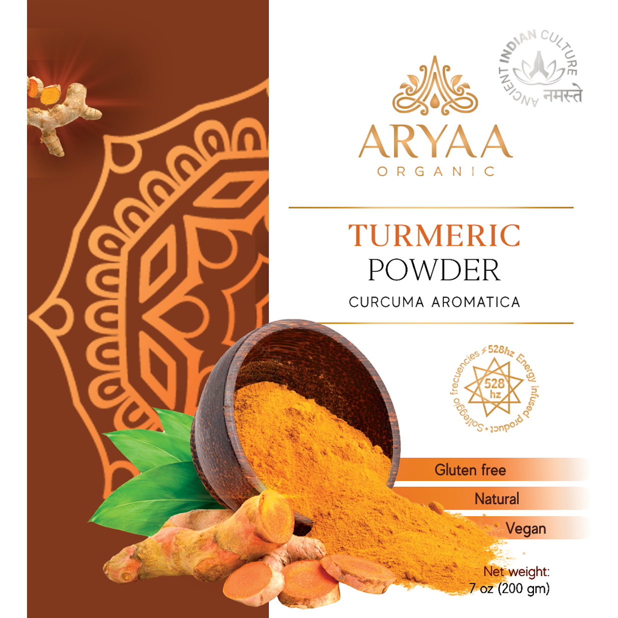 Aryaa Organic Tumeric Powder - energy infused, gluten free, natural, vegan