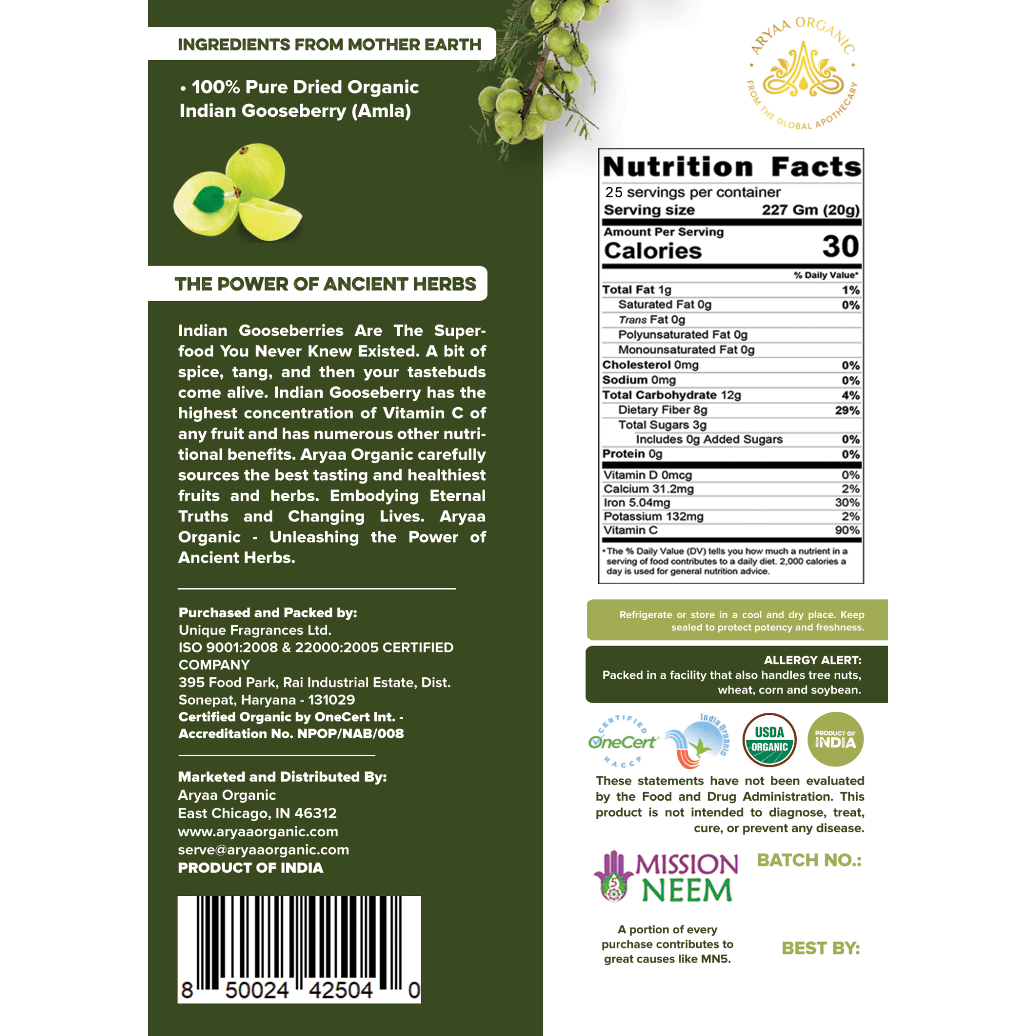 Aryaa Organic Amla Whole -Dried Indian Gooseberries (Organic) - Aryaa Organic