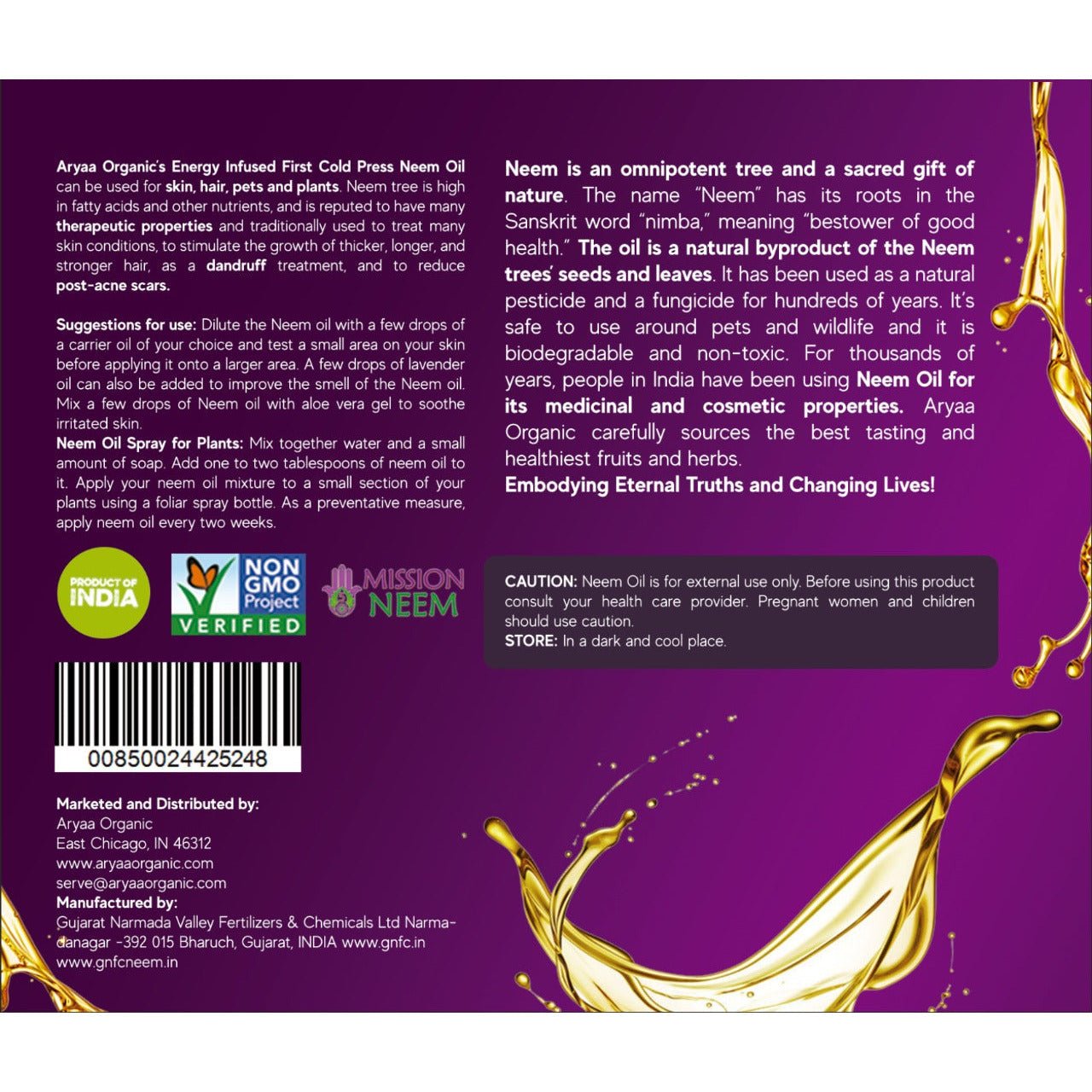 Aryaa Organic Neem Oil (Organic) - Aryaa Organic